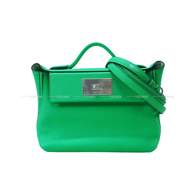 HERMES Shoulder bag Sac 24/24 21 Mini Verso Vert comics/Vert Fizz Veau Tadelakt/Evercalf Silver HW Stamp B[BRAND NEW][Authentic]