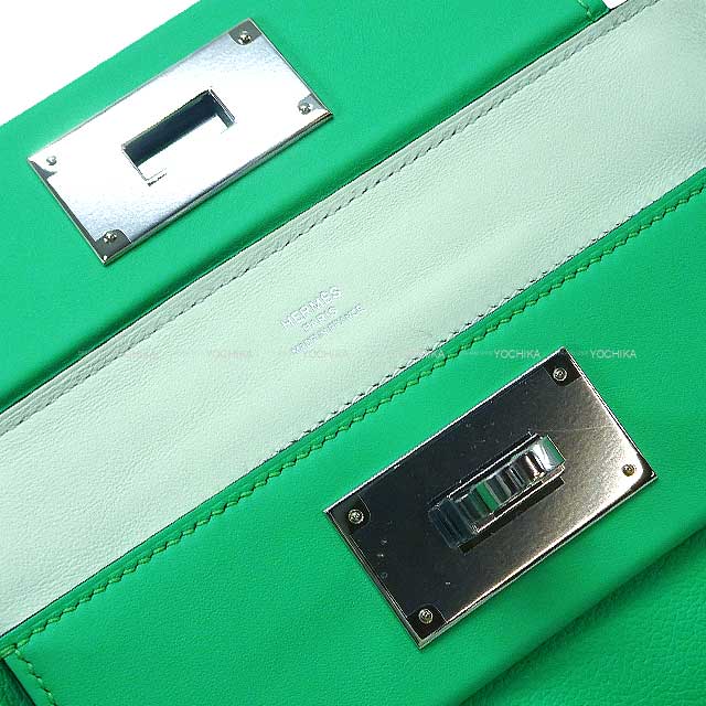 HERMES Shoulder bag Sac 24/24 21 Mini Verso Vert comics/Vert Fizz Veau Tadelakt/Evercalf Silver HW Stamp B[BRAND NEW][Authentic]