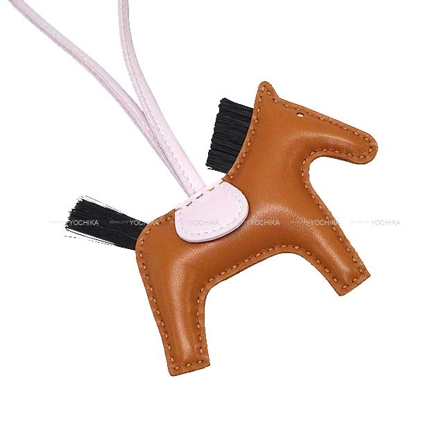 HERMES bag charm Rodeo PM Gold/Mauve Pale/Noir (Black) Agneau Milo/Clinoran(Crinoline) Stamp B[EXCELLENT][Authentic]