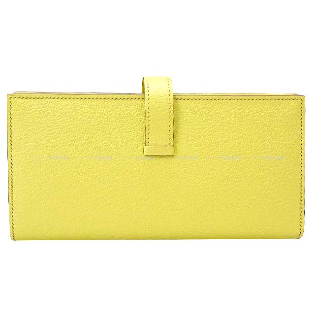 HERMES long wallet Bearn Soufflet Limoncello Chevre Mysore Silver HW Stamp W[EXCELLENT][Authentic]