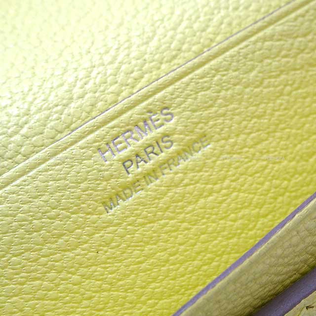 HERMES long wallet Bearn Soufflet Limoncello Chevre Mysore Silver HW Stamp W[EXCELLENT][Authentic]