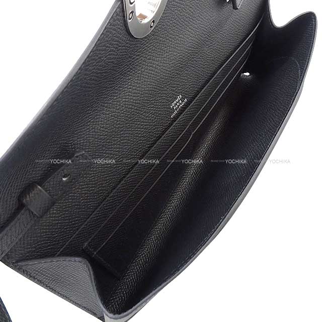 HERMES Clutch bag Maillon ChaineD'ancre Wallet To Go Noir (Black) Veau Epsom/Lacquer Silver HW Stamp B[BRAND NEW][Authentic]