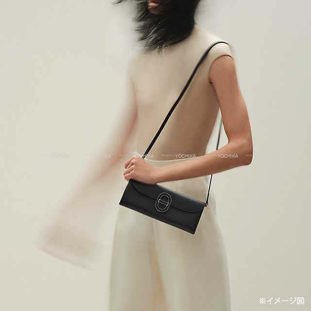 HERMES Clutch bag Maillon ChaineD'ancre Wallet To Go Noir (Black) Veau Epsom/Lacquer Silver HW Stamp B[BRAND NEW][Authentic]