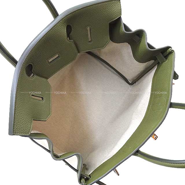 HERMES Handbag Haut a Courroies 40 Vert Veronese Ecru Toile GM/Veau Jonathan Silver HW Stamp Z[EXCELLENT][Authentic]