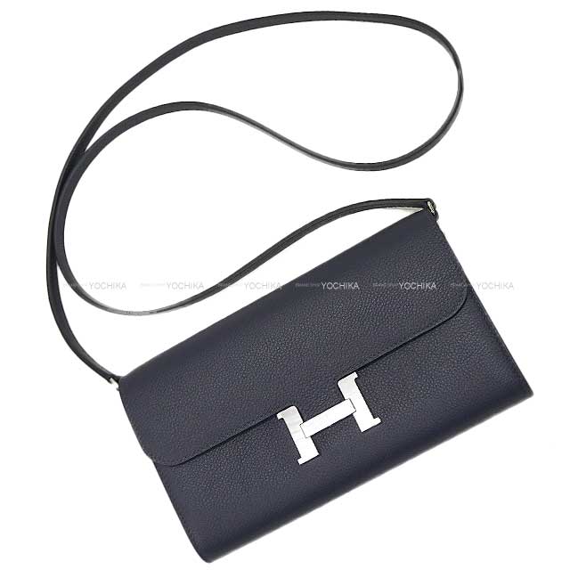 HERMES long wallet Constance Long wallet To Go Bleu Nuit Evercolor Silver HW Stamp W[BRAND NEW][Authentic]