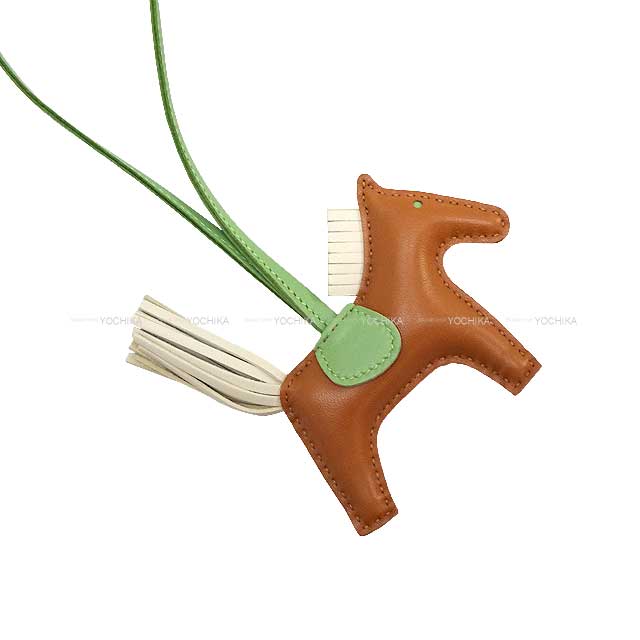 HERMES bag charm Rodeo PM Gold/Vert criquet/Craie Agneau Milo Stamp B[BRAND NEW][Authentic]