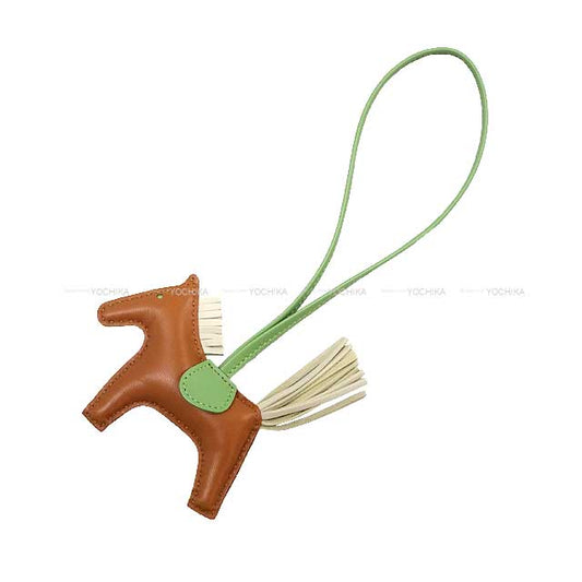 HERMES bag charm Rodeo PM Gold/Vert criquet/Craie Agneau Milo Stamp B[BRAND NEW][Authentic]