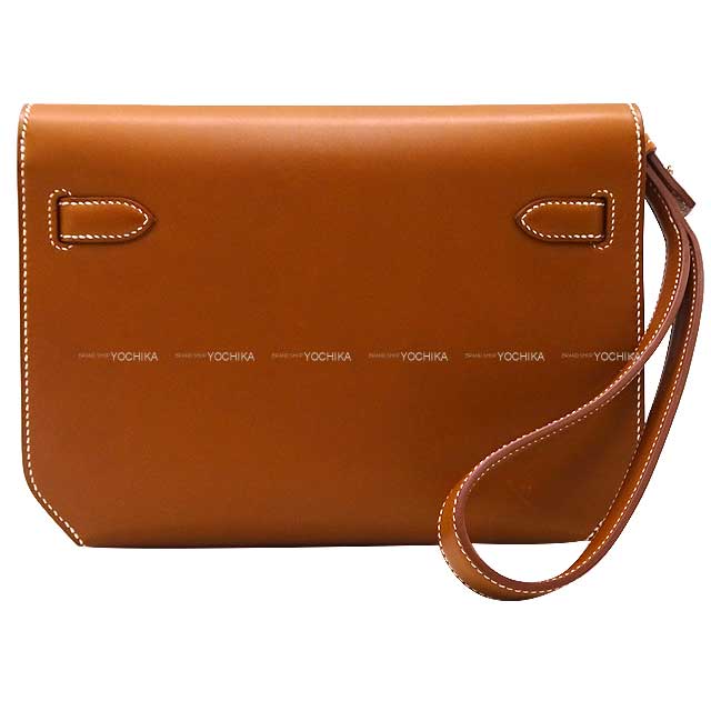 [Pre-loved] HERMES Clutch bag Kelly Depeche 25 Clutch Fauve Volynka Russia Leather Silver HW Stamp B[LIKE NEW][Authentic]