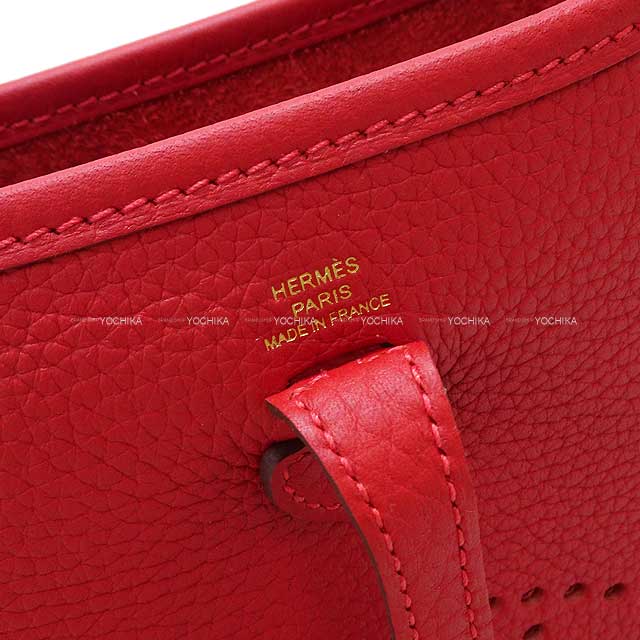 HERMES Shoulder bag Evelyne 16 TPM Vermillon Taurillon Clemence Gold HW Stamp B[BRAND NEW][Authentic]