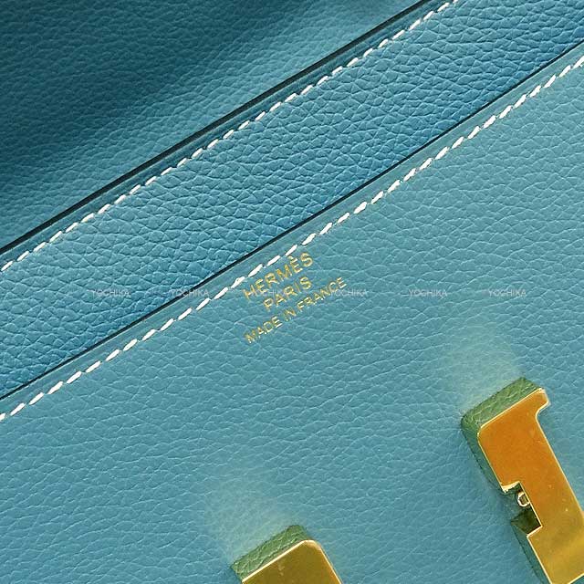 HERMES long wallet Constance Long wallet To Go New Bleu Jean Evercolor Gold HW Stamp B[BRAND NEW][Authentic]