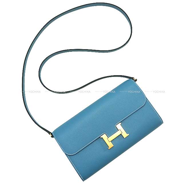 HERMES long wallet Constance Long wallet To Go New Bleu Jean Evercolor Gold HW Stamp B[BRAND NEW][Authentic]