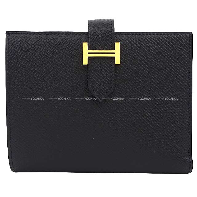 [Pre-loved] HERMES Bi-fold wallet Bearn Compact Noir (Black) Veau Epsom Gold HW Stamp A[LIKE NEW][Authentic]