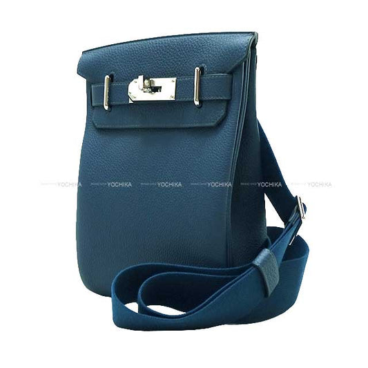 HERMES Shoulder bag Hac a Dos PM Bleu de Prusse Veau Jonathan Silver HW Stamp B[BRAND NEW][Authentic]