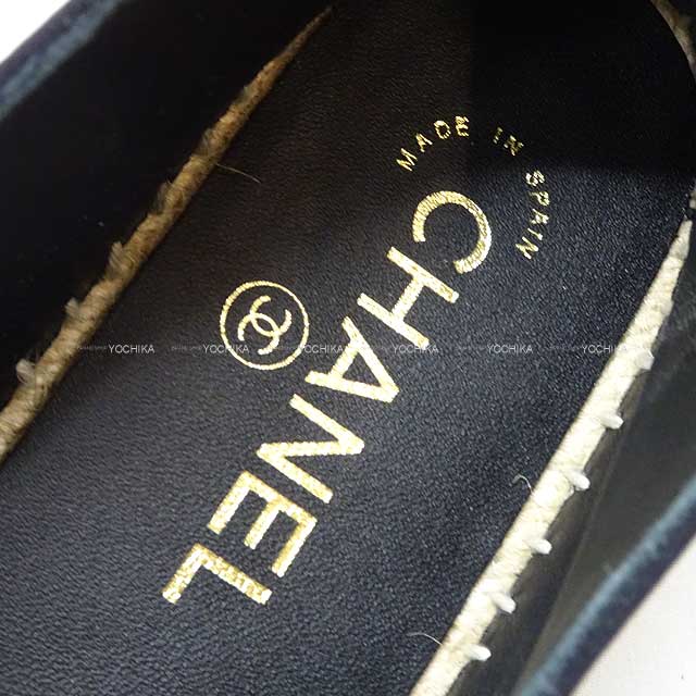 2023 Cruise Collection NEW CHANEL slip on Paerl COCO Mark Espadrilles #37 Noir (Black)/Blanc (White) Suede/Patent calfskin G38628[BRAND NEW][Authentic]