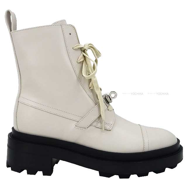 HERMES boots Short Boots Kelly Belt Funk 35.5 Beige Glaise vauglace 35.5 Silver HW[BRAND NEW][Authentic]