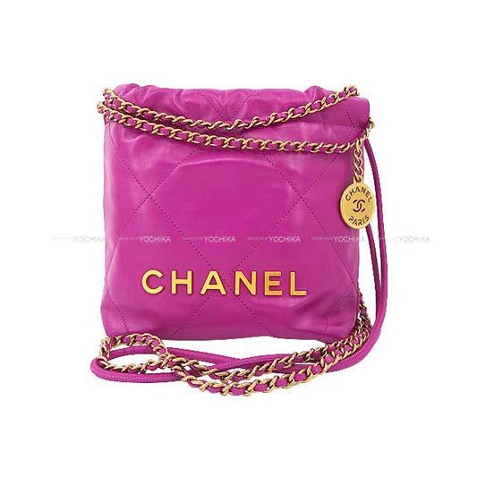 CHANEL Shoulder bag CHANEL 22 Mini Matrasse With Medal Charm Chain Bag Purple Shiny Calf Skin Gold HW AS3980[BRAND NEW][Authentic]