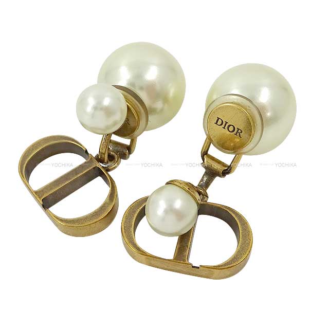 Christian Dior earrings Tribales Clip Pearl Antique Gold HW[BRAND NEW][Authentic]