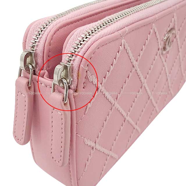 [Pre-loved] CHANEL Shoulder bag Coco mark Matelasse Wild stitch  WOC Pink Calfskin Silver HW A82527[LIKE NEW][Authentic]