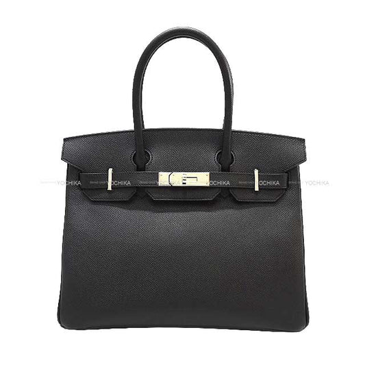 [Pre-loved] HERMES Handbag Birkin30 Noir (Black) Ever Grain Silver HW Stamp B[LIKE NEW][Authentic]