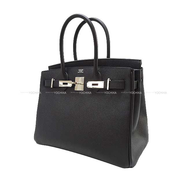 [Pre-loved] HERMES Handbag Birkin30 Noir (Black) Ever Grain Silver HW Stamp B[LIKE NEW][Authentic]