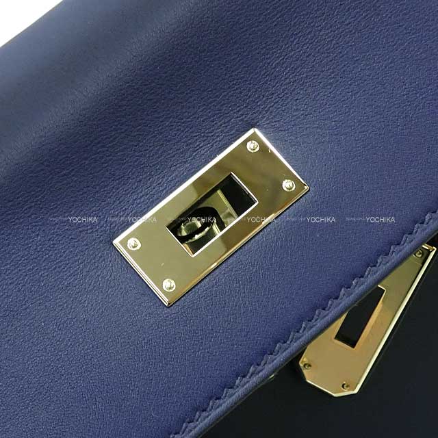 HERMES Shoulder bag Kelly28 Retourne Personal Order Bleu Saphir/Gold Evercalf Silver HW Stamp B[BRAND NEW][Authentic]
