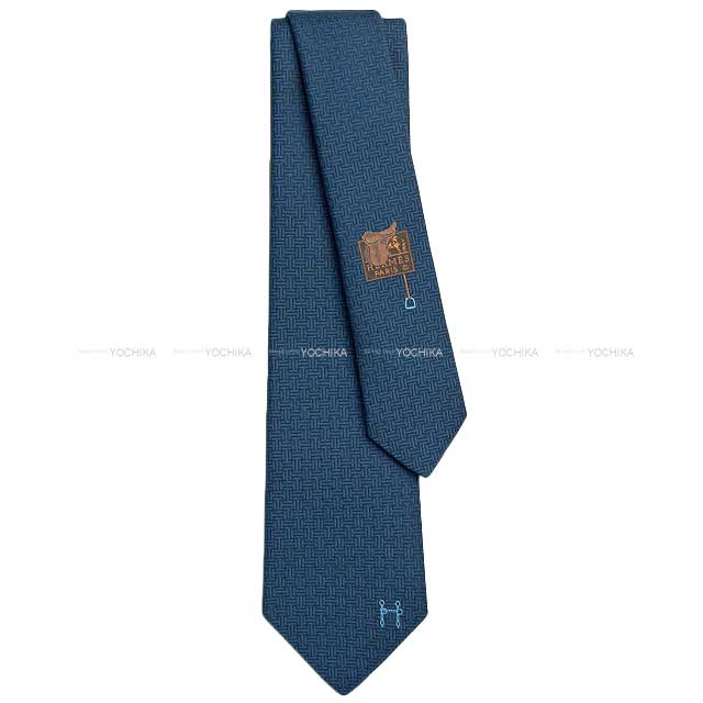 HERMES tie Terre d'H Marine Silk100%[BRAND NEW][Authentic]
