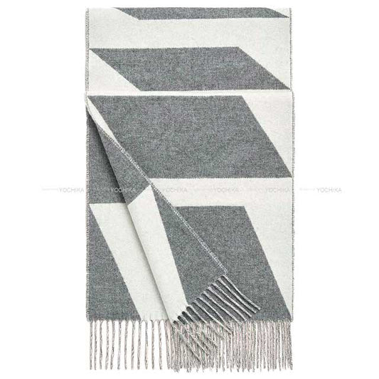 2022AW HERMES muffler Casaque Optique Griquel/Ivoire Cashmere100%[BRAND NEW][Authentic]