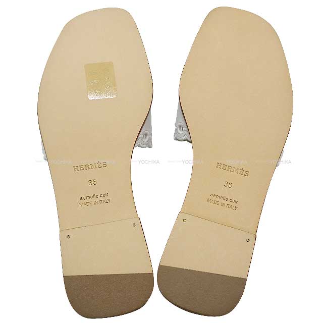 2023 S/S NEW HERMES sandals GAELLE Chaine D'ancre Embroidery Blanc (White) Calf #36[EXCELLENT][Authentic]