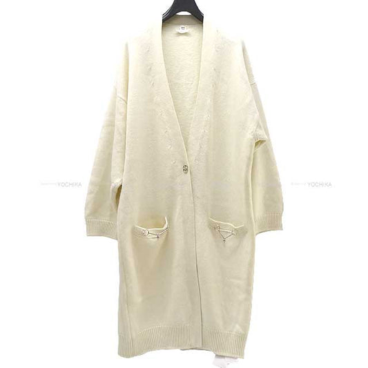 [Pre-loved] HERMES Cardigan Chaine D'ancre With Hose Bit Long Cardigan　#36 Ivory Cashmere100% Silver HW[LIKE NEW][Authentic]