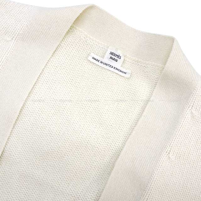 [Pre-loved] HERMES Cardigan Chaine D'ancre With Hose Bit Long Cardigan　#36 Ivory Cashmere100% Silver HW[LIKE NEW][Authentic]