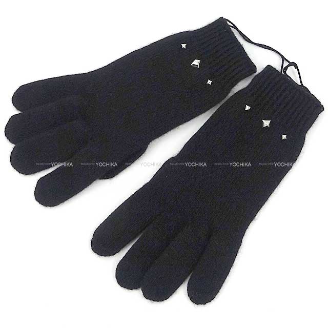 HERMES glove Darling Medor Noir (Black) Cashmere 98%/Polyamide 2% Silver HW[BRAND NEW][Authentic]