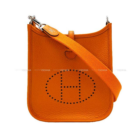 HERMES Shoulder bag Evelyne 16 TPM Orange Taurillon Clemence Silver HW Stamp B[ALMOST NEW][Authentic]