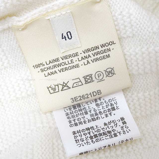 [Pre-loved] HERMES Knit Ladies H Motif Rib Crew Neckline #40 Blanc/Natural Wool100%[LIKE NEW][Authentic]