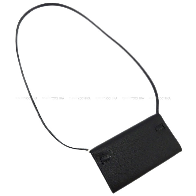 HERMES long wallet Kelly Wallet Long To Go Noir (Black) Veau Epsom Gold HW Stamp W[EXCELLENT][Authentic]