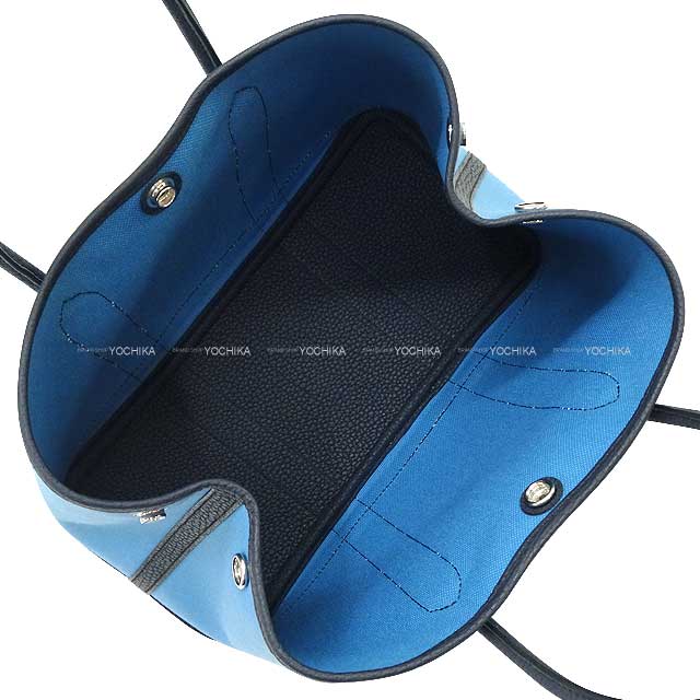 HERMES tote bag Garden Party 30 TPM Bleu Jean/Blue Indigo Toile Militaire/Veau Negonda Silver HW Stamp B[EXCELLENT][Authentic]