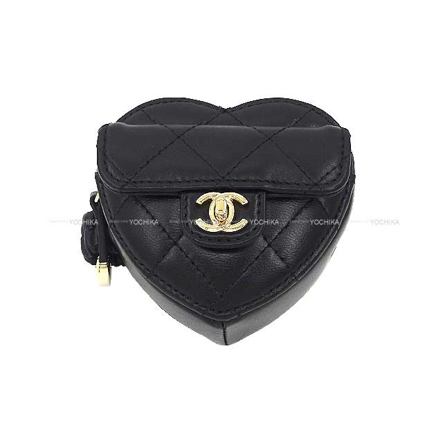 CHANEL bracelet Matelasse COCO mark Heart shape coin poach Noir (Black) Lambskin Gold HW AP2786[BRAND NEW][Authentic]