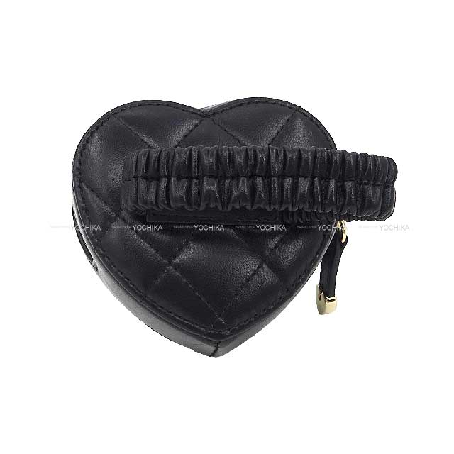 CHANEL bracelet Matelasse COCO mark Heart shape coin poach Noir (Black) Lambskin Gold HW AP2786[BRAND NEW][Authentic]