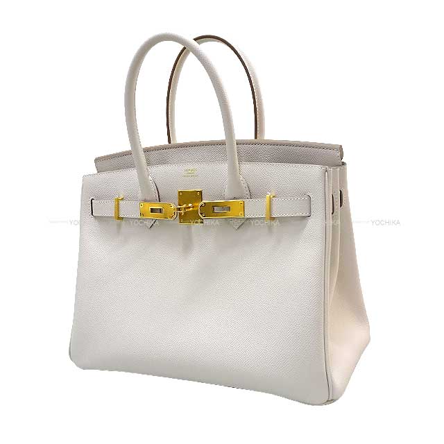HERMES Handbag Birkin30 New Gris Perle Ever Grain Gold HW Stamp B[BRAND NEW][Authentic]