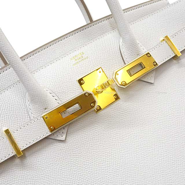 HERMES Handbag Birkin30 New Gris Perle Ever Grain Gold HW Stamp B[BRAND NEW][Authentic]