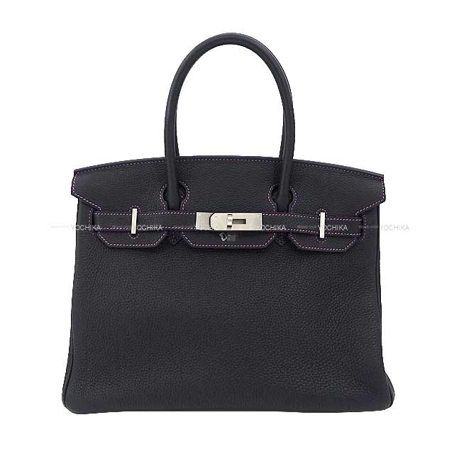[Pre-loved] HERMES Handbag Birkin30 Personal Order Noir (Black)/Gris Perle Veau Jonathan Mat Silver HW Stamp Z[LIKE NEW][Authentic]