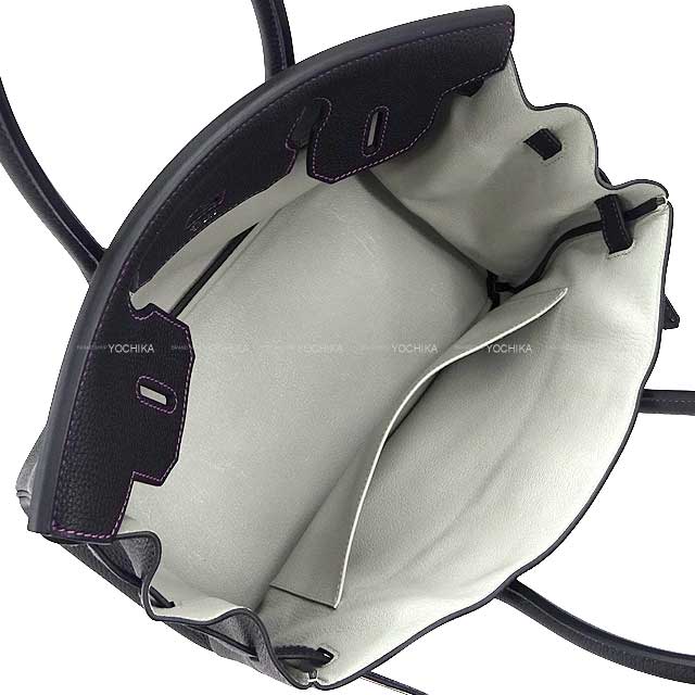 [Pre-loved] HERMES Handbag Birkin30 Personal Order Noir (Black)/Gris Perle Veau Jonathan Mat Silver HW Stamp Z[LIKE NEW][Authentic]