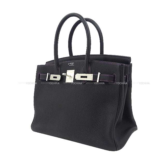 [Pre-loved] HERMES Handbag Birkin30 Personal Order Noir (Black)/Gris Perle Veau Jonathan Mat Silver HW Stamp Z[LIKE NEW][Authentic]