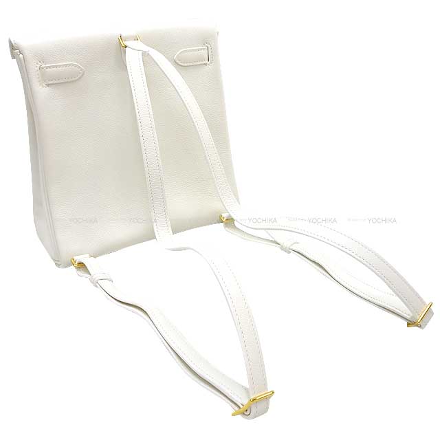 HERMES Backpack/daypack/Ruck sack Kelly Ado PM Blanc (White) Evercolor Gold HW Stamp Z[EXCELLENT][Authentic]