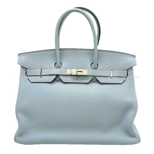 [Pre-loved] HERMES Handbag Birkin35 Bleu Lin Epsom Souple Silver HW Stamp □P[USED A][Authentic]