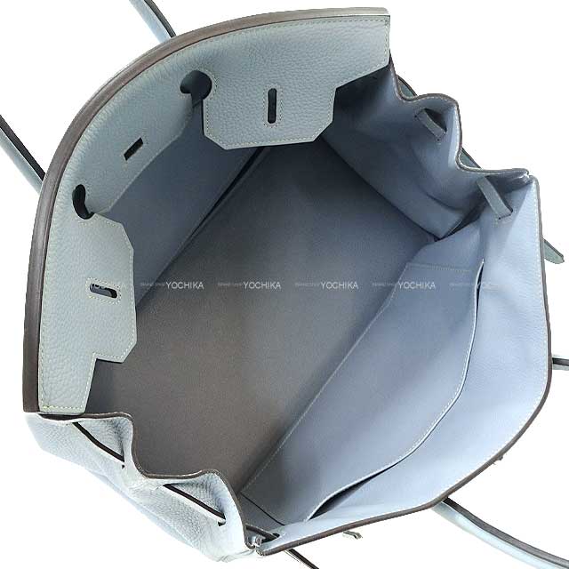 [Pre-loved] HERMES Handbag Birkin35 Bleu Lin Epsom Souple Silver HW Stamp □P[USED A][Authentic]