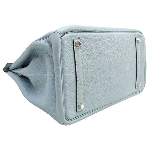 [Pre-loved] HERMES Handbag Birkin35 Bleu Lin Epsom Souple Silver HW Stamp □P[USED A][Authentic]