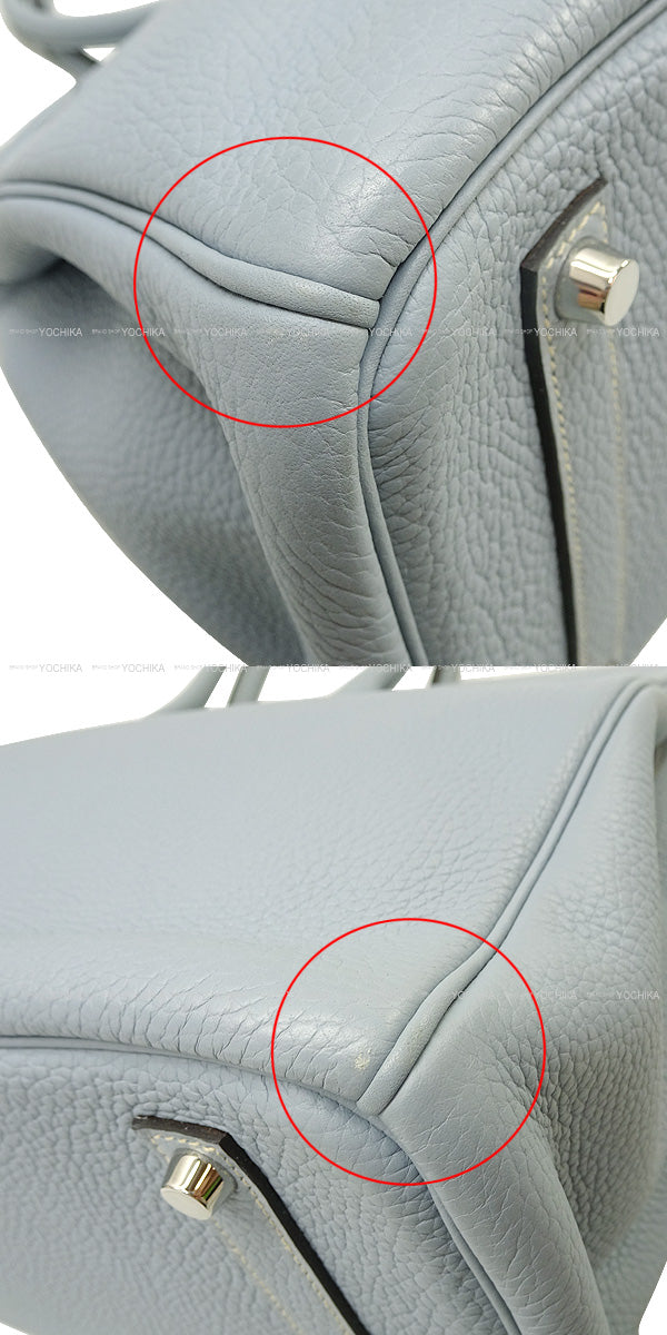 [Pre-loved] HERMES Handbag Birkin35 Bleu Lin Epsom Souple Silver HW Stamp □P[USED A][Authentic]