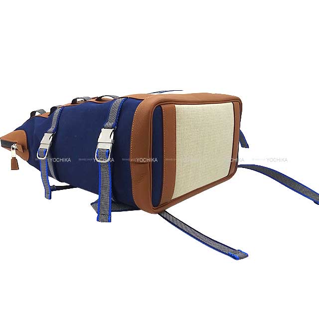 HERMES Backpack/daypack/Ruck sack Backpack Off Piste REGATE Horizon scissors Snow bag Fauve/Bleu Saphir/Ficelle Toile Bivouac canvas/Taurillon Clemence/Toile H Silver HW Stamp B[BRAND NEW][Authentic]