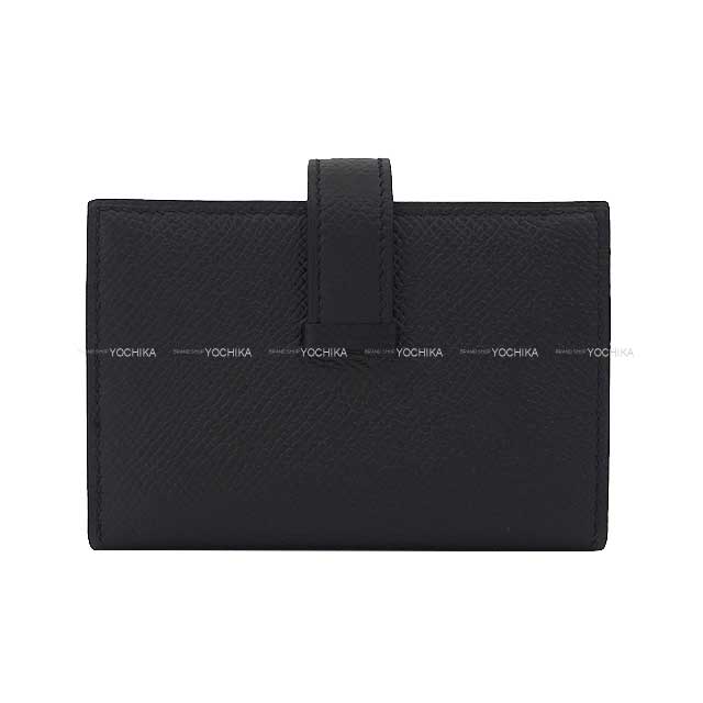 HERMES Bi-fold wallet Bearn Mini Card holder With Coin purse Noir (Black) Veau Epsom Silver HW Stamp Z[EXCELLENT][Authentic]