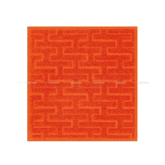 HERMES handkerchief Hand Carre Towel H Logo Stairs Orange Lambskin[BRAND NEW][Authentic]